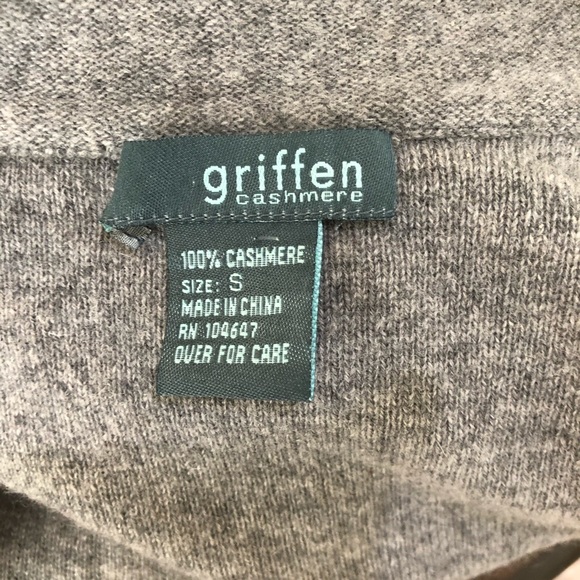 Griffen 💯 Cashmere Cardigan Stripe Sweater Grey Black Size S - Picture 6 of 6